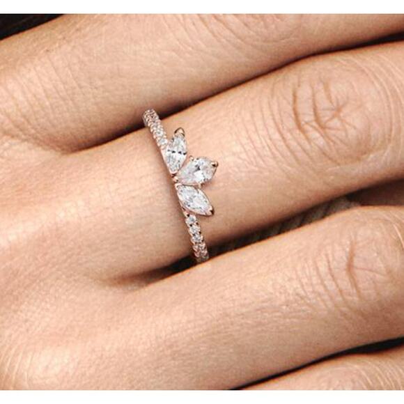 Pandora Sparkling Herbarium Cluster Ring 14k rose gold plating sz 7 - Picture 2 of 7